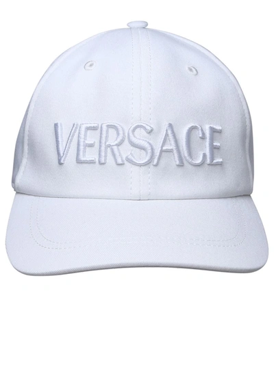 Shop Versace Cap Logo Writing In White