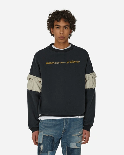 Shop Kapital Swt Knit 2tones Nickel 8 Sleeve Sweatshirt (working Embroidery) In Black