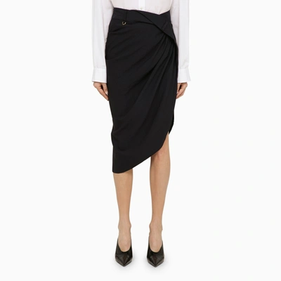 Shop Jacquemus | Navy Blue Viscose Jupe Saudade Skirt