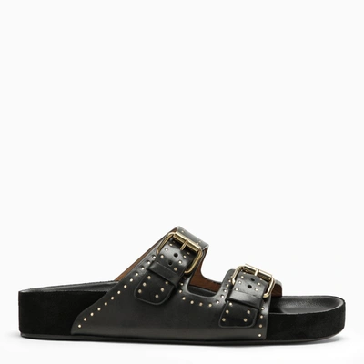 Shop Isabel Marant Black Leather Lennyo Sandals With Buckles