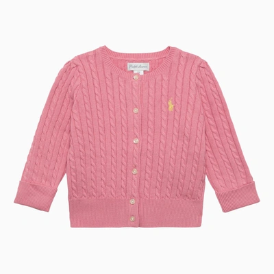 Shop Polo Ralph Lauren Pink Cotton Cardigan