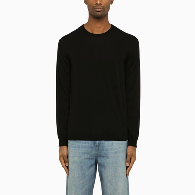 Shop Roberto Collina Black Cotton Crew-neck Sweater