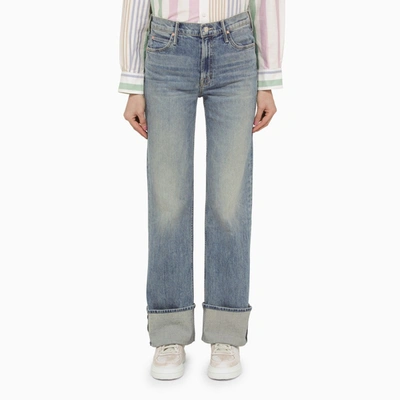 Shop Mother | The Duster Skimp Cuff Jeans With Turn-ups In Light Blue