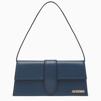 Shop Jacquemus | Le Bambino Long Dark Navy Leather Bag In Blue