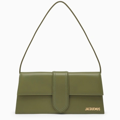 Shop Jacquemus Le Bambino Long Khaki-coloured Leather Bag In Beige