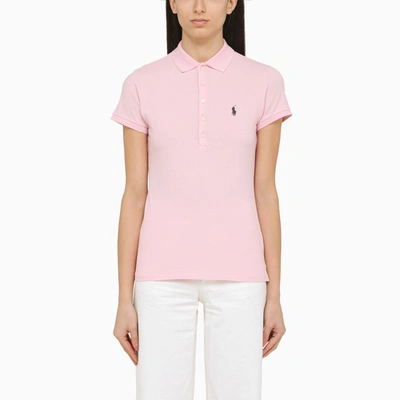 Shop Polo Ralph Lauren Pink Piqué Polo Shirt With Logo In Grey