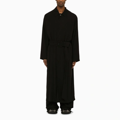 Shop Balenciaga Black Single-breasted Belted Coat