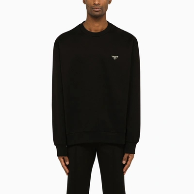 Shop Prada | Black Crewneck Sweatshirt With Triangle Logo