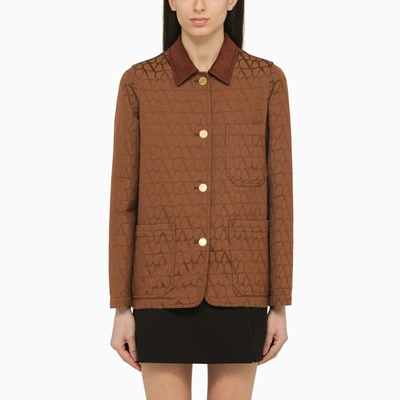 Shop Valentino | Brown Cotton Blend Toile Iconographe Jacket