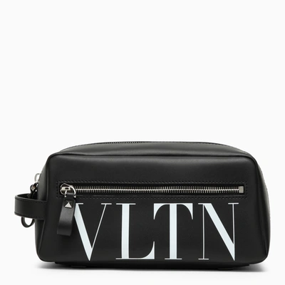 Shop Valentino Garavani Black Leather Beauty Case With Logo