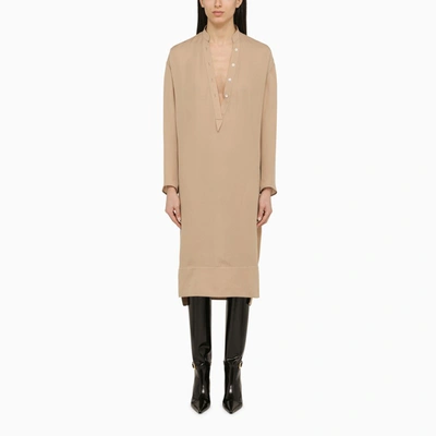 Shop Khaite | Brom Beige Silk Midi Dress