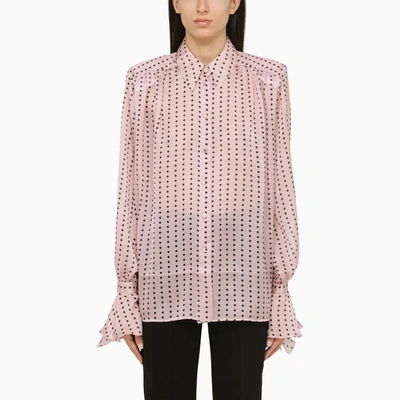 Shop The Andamane | Pink Semi-transparent Silk Polka Dot Shirt