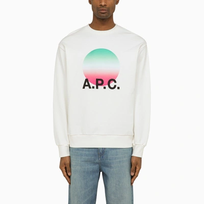 Shop Apc Logoed White/red Crewneck Nolan Sweatshirt
