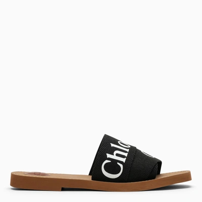 Shop Chloé Flat Black Leather Sandal