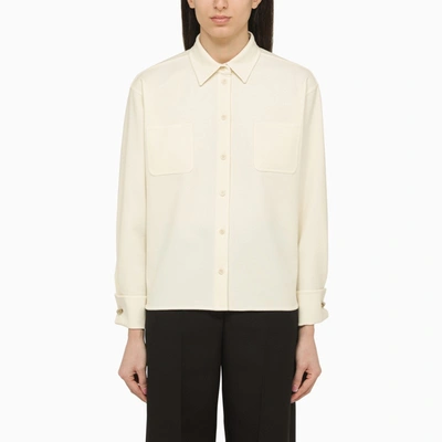 Shop Max Mara | Ivory Wool-blend Shirt In White