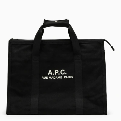Shop Apc Black Cotton Shopping Bag With Logo