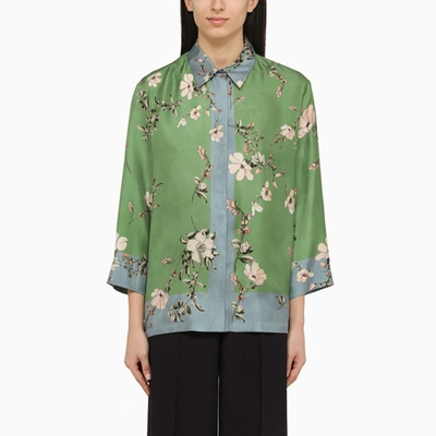 Shop 's Max Mara Green And Blue Silk Shirt