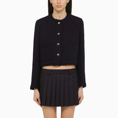 Miu Miu Sequin-embellished Tweed Jacket In Blue