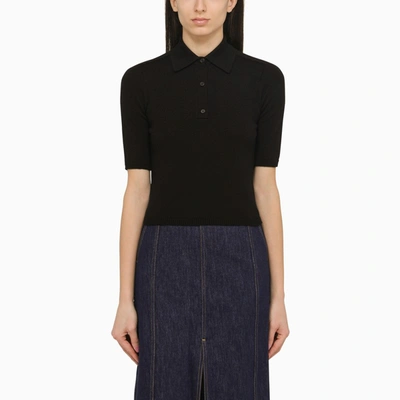 Shop 's Max Mara | Black Wool Polo Shirt