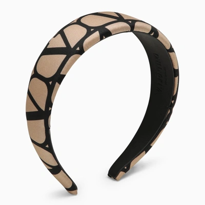 Shop Valentino Garavani | Toile Iconographe Beige/black Silk Headband