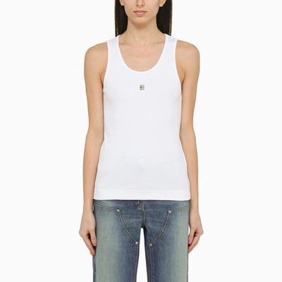 Shop Givenchy White Cotton Tank Top With Logo