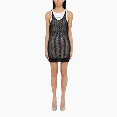 Shop Dsquared2 | Black Perforated Mohair Blend Mini Dress
