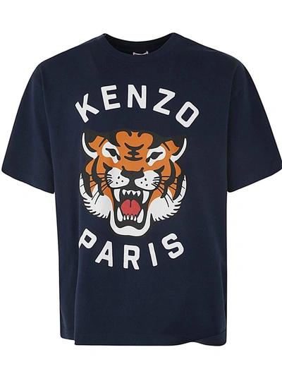 Shop Kenzo Lucky Tiger Oversize T-shirt Clothing In Blue