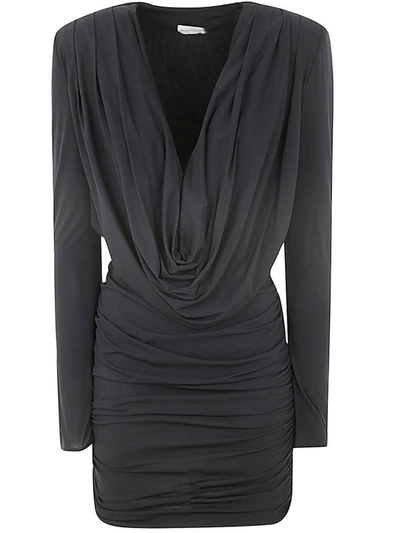 Shop Magda Butrym Long Sleeve Mini Dress Clothing In Black