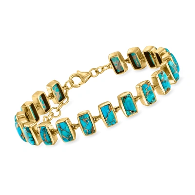 Ross-simons Turquoise Bracelet In 18kt Gold Over Sterling In Blue