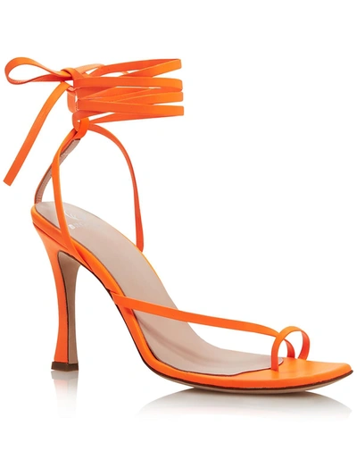 Shop Brother Vellies Womens Leather Toe Loop Slingback Heels In Orange