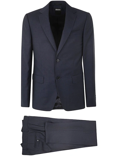 Shop Zegna Pure Wool Suit Clothing In Blue