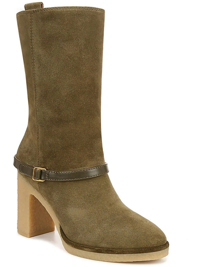 Shop Franco Sarto L Paxton Womens Suede Almond Toe Mid-calf Boots In Green