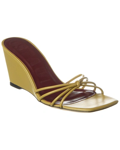 Shop Staud Pippa Leather Wedge Sandal In Yellow