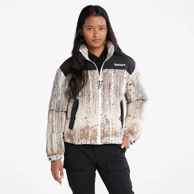 Shop Timberland Women's Winter-graphic Puffer Jacket In Beige