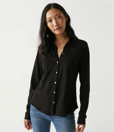Shop Michael Stars Ayla Button Down Knit Shirt In Nocturnal