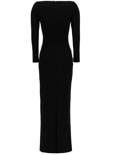 Shop Solace London 'tara' Maxi Black Dress With Off-shoulder Neck In Stretch Fabric Woman