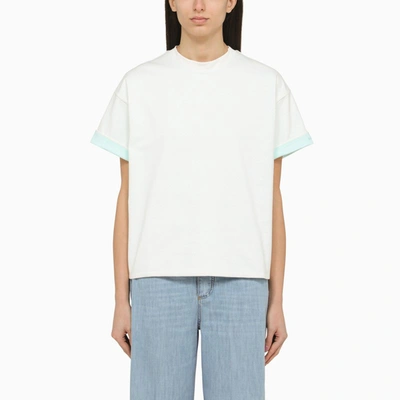 Shop Bottega Veneta | White Cotton Crew-neck T-shirt With Embroidery