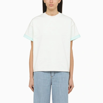 Shop Bottega Veneta White Cotton Crew-neck T-shirt With Embroidery