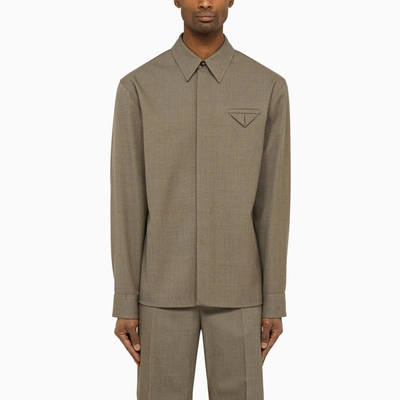 Shop Bottega Veneta | Grey Wool Twill Shirt In Metal