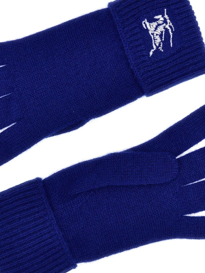 Shop Burberry 'equestrian Knight Design' Gloves In Blue