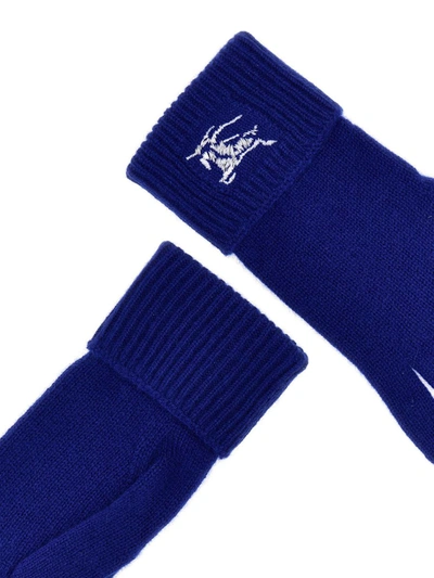 Shop Burberry 'equestrian Knight Design' Gloves In Blue