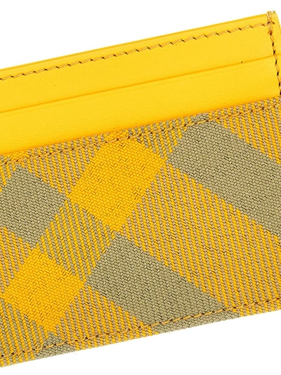 Shop Burberry Check Card Holder In Yellow