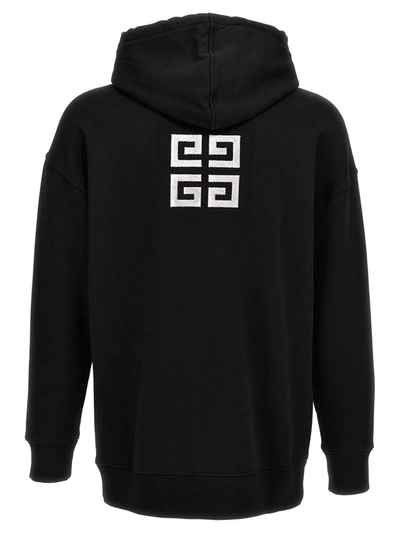 Shop Givenchy Flocked Logo Hoodie In White/black