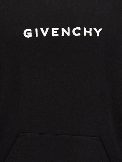 Shop Givenchy Flocked Logo Hoodie In White/black