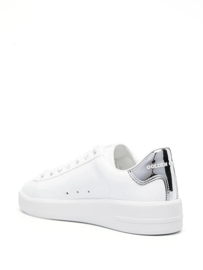 Shop Golden Goose Purestar Faux-leather Sneakers In White/silver