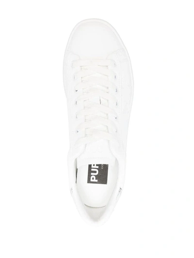 Shop Golden Goose Purestar Faux-leather Sneakers In White/silver