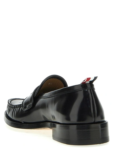 Shop Thom Browne 'pleated Varsity' Loafers In Black