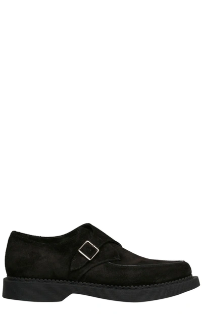 Shop Saint Laurent Monk Strap Loafers In Black