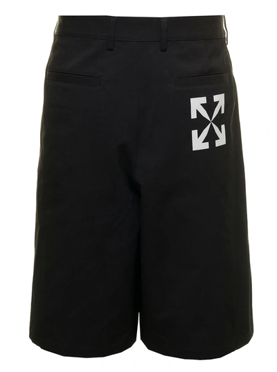 Shop Off-white Off White Mans Cotton Arrow Skate Bermuda Shorts In Black