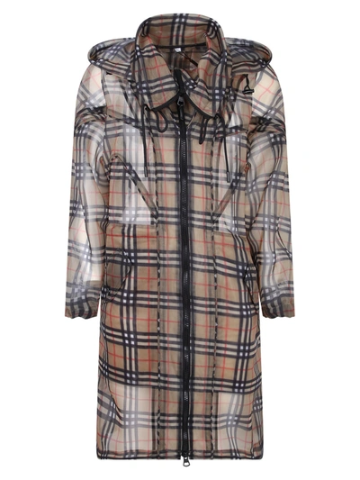 Shop Burberry Checked Trench Coat In Beige